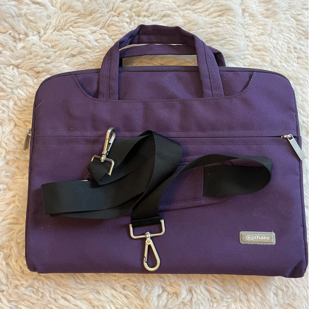 Purple Laptop Bag with Black Strap